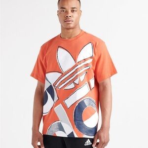 Adidas ORIGINALS Men's Bold Graphic Tee Trefoil Retro Size L Orange Y2K